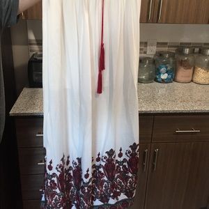 A beautiful long high waisted multi color skirt.